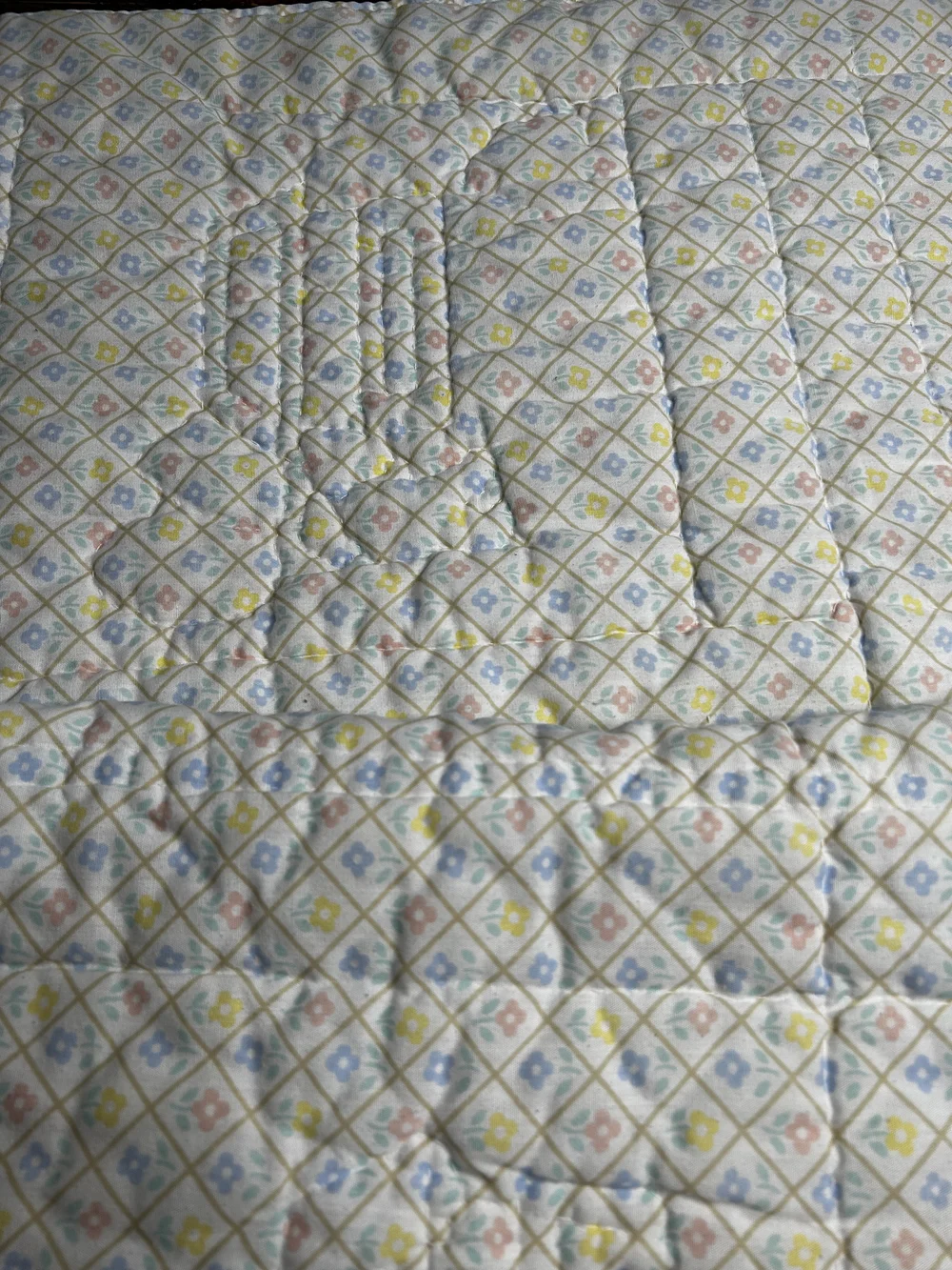 Pastel Circus Patchwork Quilt - Blue, Yellow, Peach, Mint